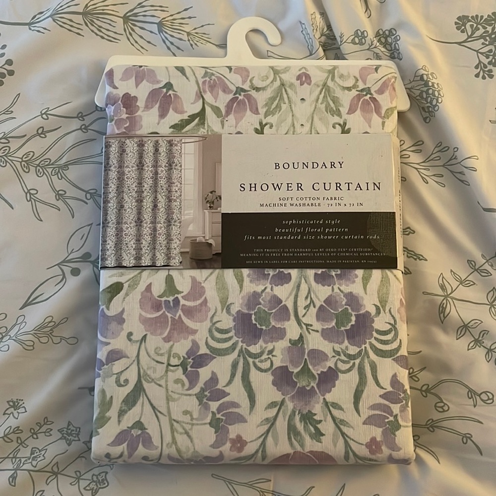 Floral cotton shower curtain